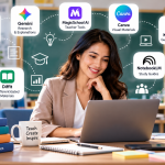 AI tools for teachers and online tutors creating digital lessons and learning materials.