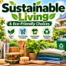 Sustainable living with reusable products, green plants, and recycling